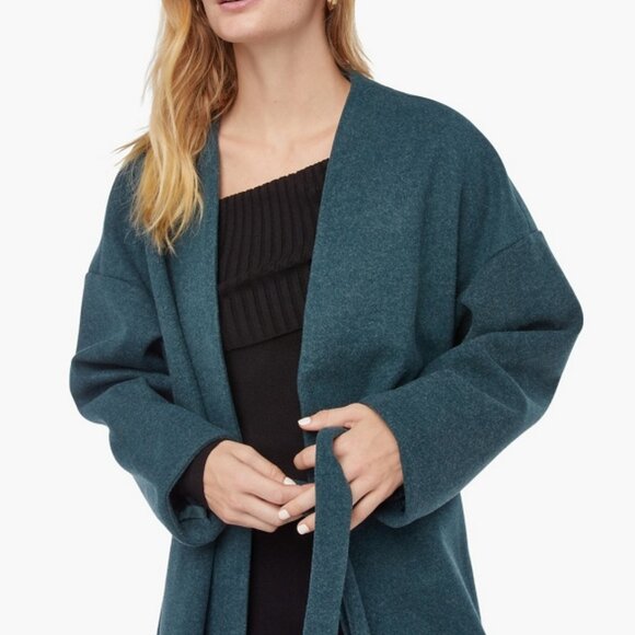 Belted Open Front Duster Coat Green Sz L JustFab - Picture 1 of 9